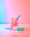 Kids straw on a colorful background.