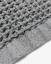 Close up of the Onsen Cinder Gray Waffle Bath Towel.
