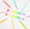 The Poketo Aurora Erasable Markers Set with writing on the middle on a white background.