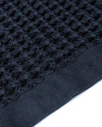 Close up of the Onsen Twilight Blue Waffle Bath Towel.